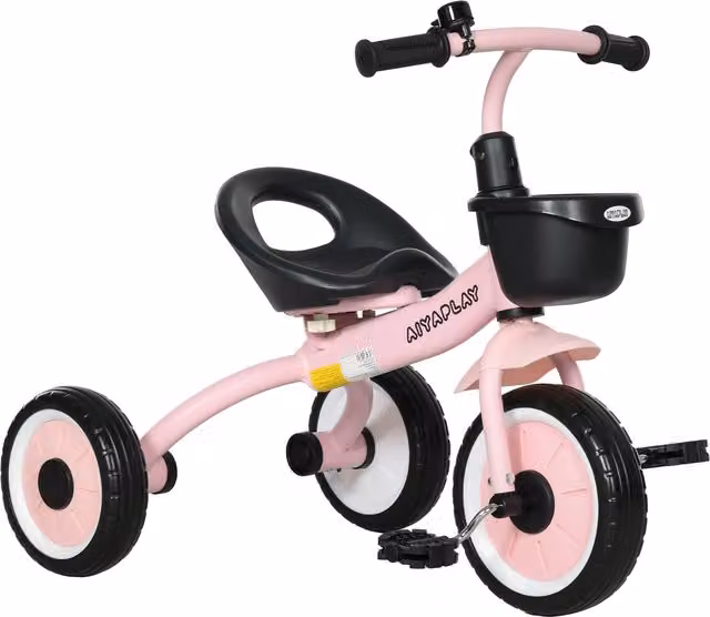 AIYAPLAY Triciclo per Bambini con Seduta Regolabile e Campanello, Rosa, L/P/H: 70.5 x 50 x 58 cm – 1