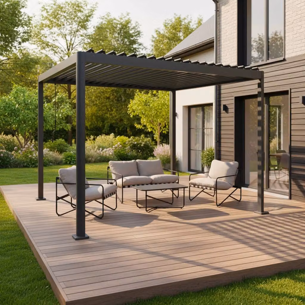 Pergola bioclimatica Sweeek in alluminio color antracite L: 300 cm x P: 300 cm x H: 240 cm – 2