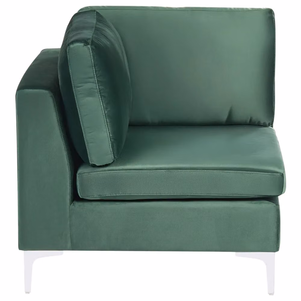 Divano ad angolo singolo in velluto verde Beliani con gambe in metallo argento in stile glamour – 2