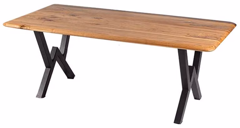 Exklusiver Esszimmertisch Designer Holzplatte Edles Metallgestell