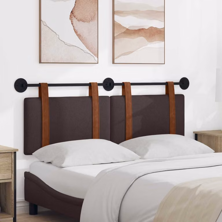 Testiera sospesa vidaXL in similpelle marrone con pannello imbottito per camera da letto L: 150 cm, H: 55 cm, P: 5 cm