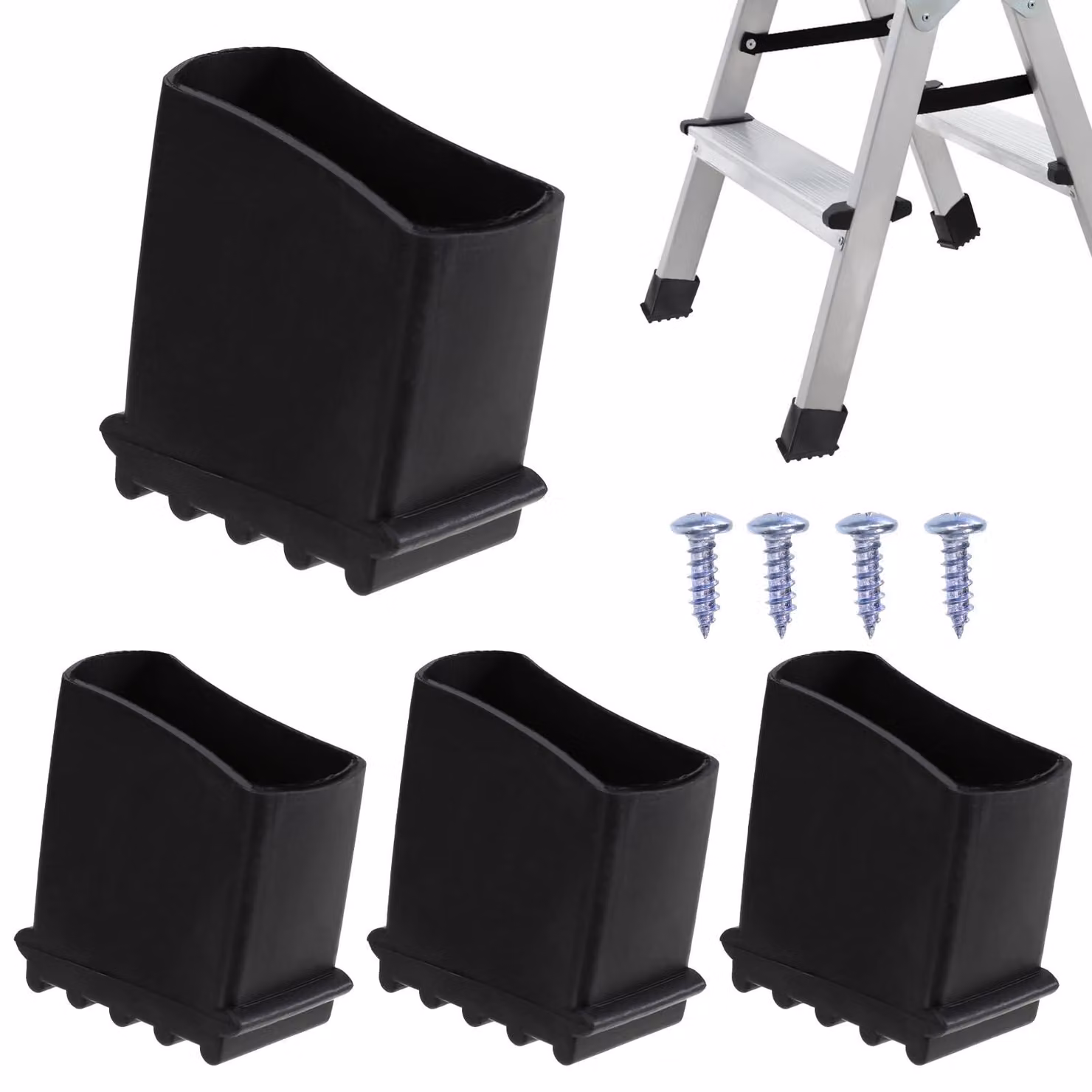 4 piedini per scala, dimensioni 50 x 25 mm, piedini in gomma universali con 4 viti