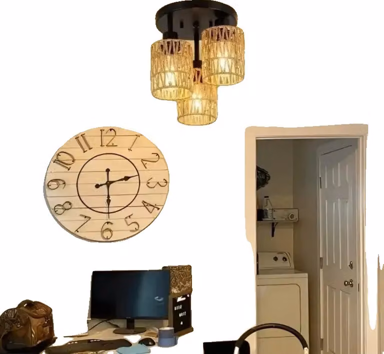Lampada da soffitto in rattan fatta a mano, design in canapa intrecciata, attacco E27, 3 fonti di luce, senza lampadina