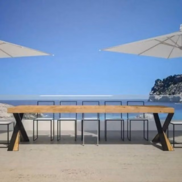 Consolle allungabile Itamoby in abete tinto con gambe antracite L: 90-290 cm, P: 40 cm
