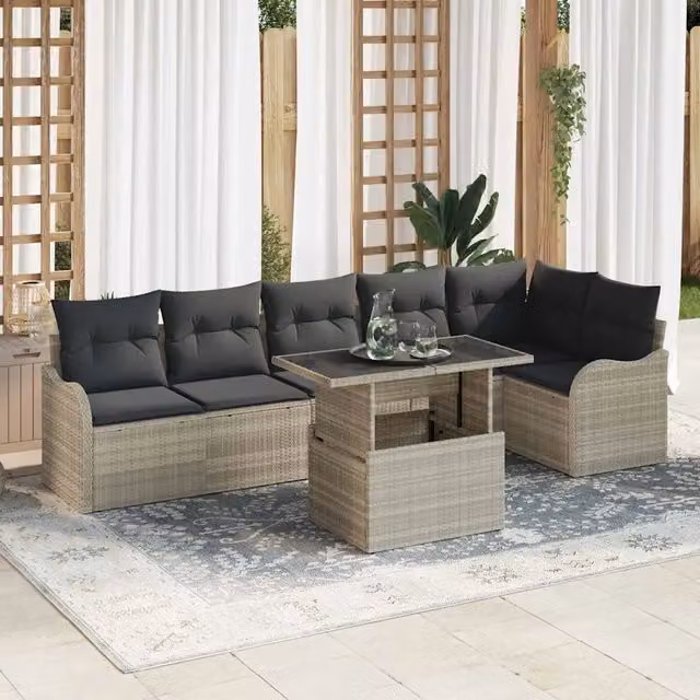 Set Divano da Giardino 7 pz Grigio chiaro 3357215