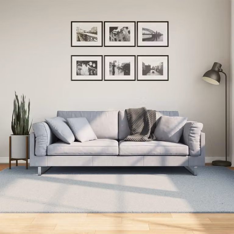 vidaXL Tappeto a Pelo Corto HUARTE Blu, Lavabile e Antiscivolo, L: 160 cm, P: 230 cm
