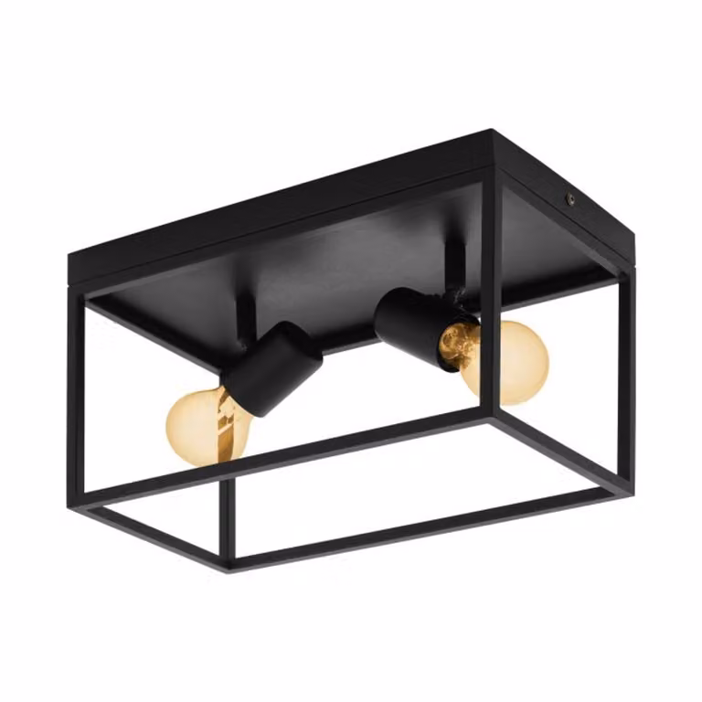 Plafoniera Moderna Silentina Acciaio Nero 2 Luci E27
