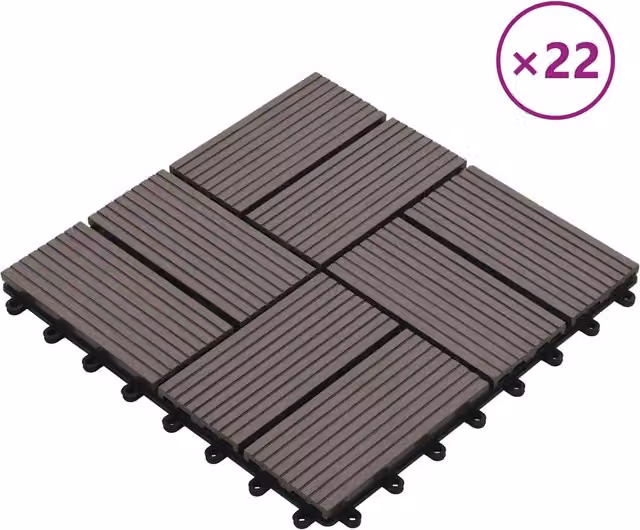 Set di 22 piastrelle per decking DESIGN IN in WPC marrone, L/P: 30 x 30 cm