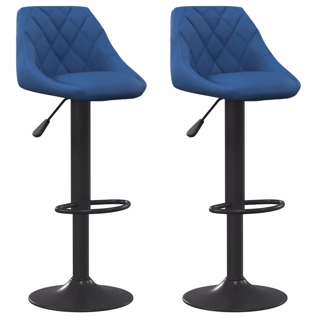 Set di 2 sgabelli da bar VIDAXL in velluto blu con seduta girevole a 360 gradi e struttura in metallo – 2