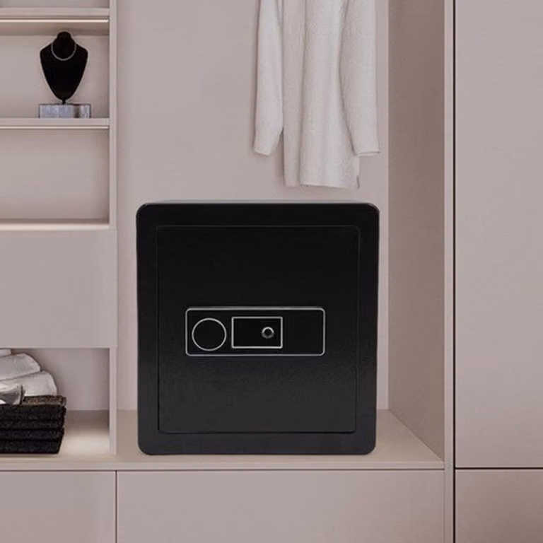 Cassaforte con impronta digitale – Capacità 45 litri – Serratura elettronica – Cassaforte in acciaio per documenti – Colore nero