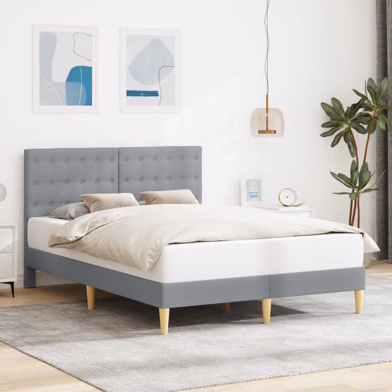 Struttura del letto imbottita vidaXL in tessuto grigio con telaio in legno L: 160 cm, P: 200 cm, H: 102 cm