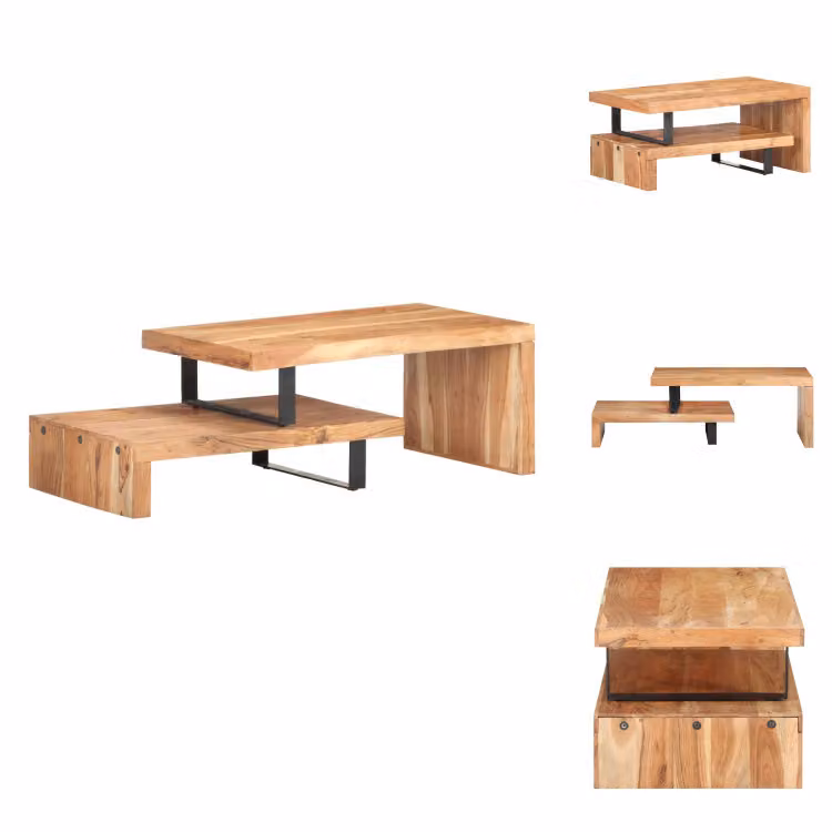 vidaXL Set di 2 tavolini da caffè in legno massiccio di acacia - Tavolini da caffè