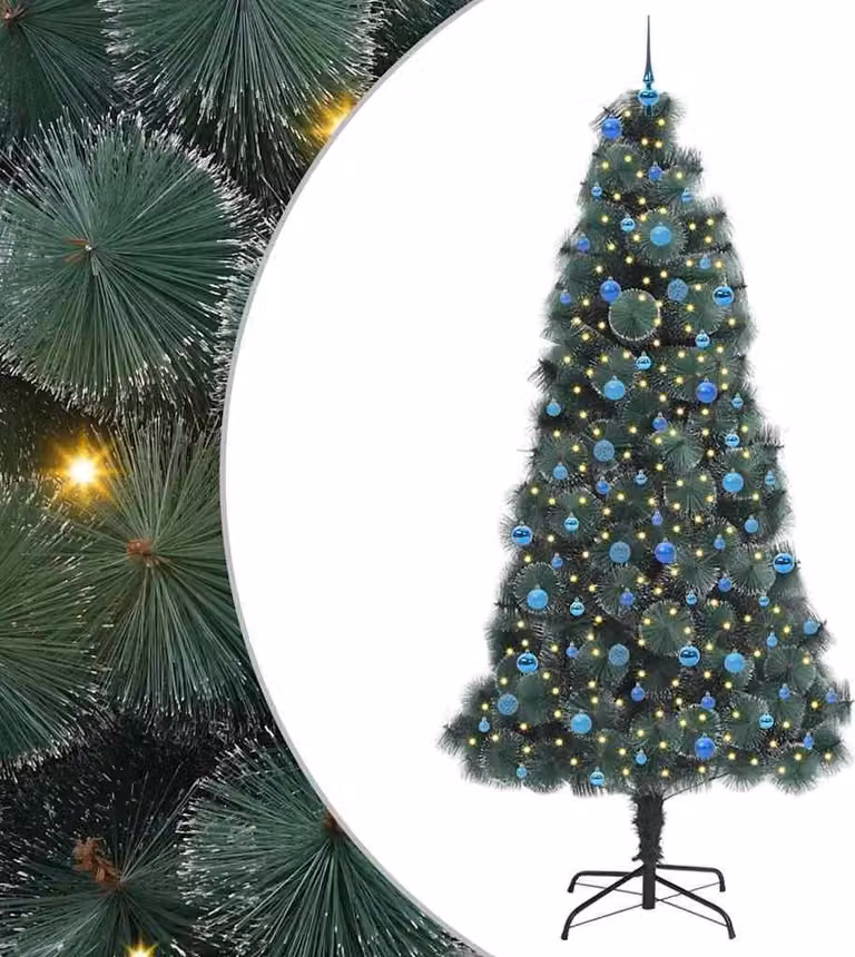 Albero di Natale artificiale pre-illuminato con set di palline