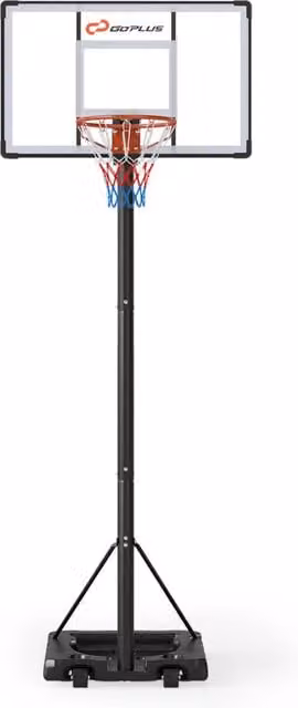 Canestro da basket portatile con altezza regolabile da 226 a 361 cm, tabellone infrangibile e base riempibile con ruote, colore bianco – 1