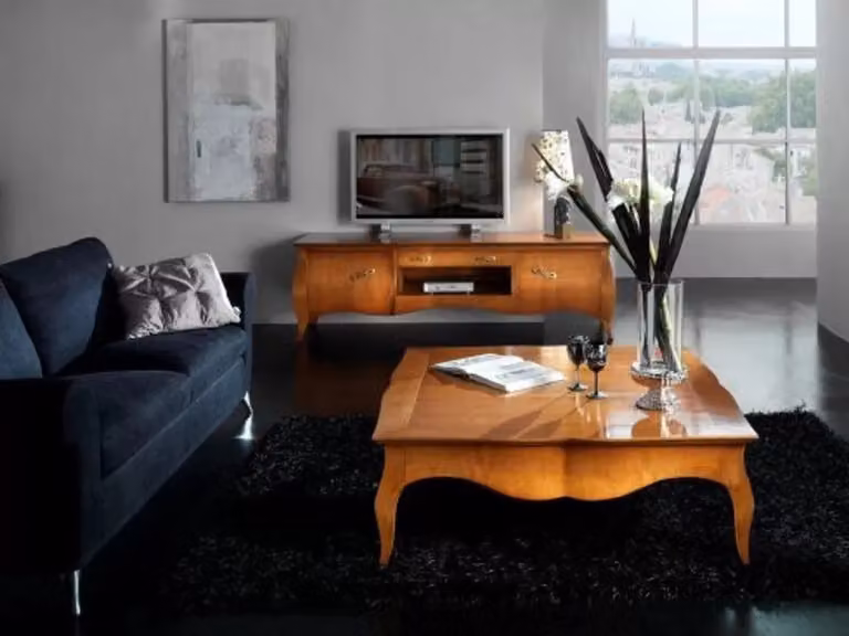Porta TV Bomabato Mobili 2G in legno stile arte povera con 2 ante, colore noce, L: 197 cm, P: 53 cm, H: 60 cm