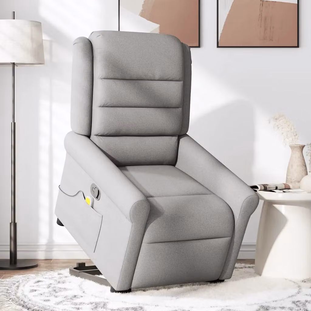 Poltrona Alzapersona Reclinabile con Assistenza Elettrica vidaXL Grigia in Tessuto e Schiuma per Anziani L: 73,0 cm, P: 91,5 cm, H: 102,5 cm – 2