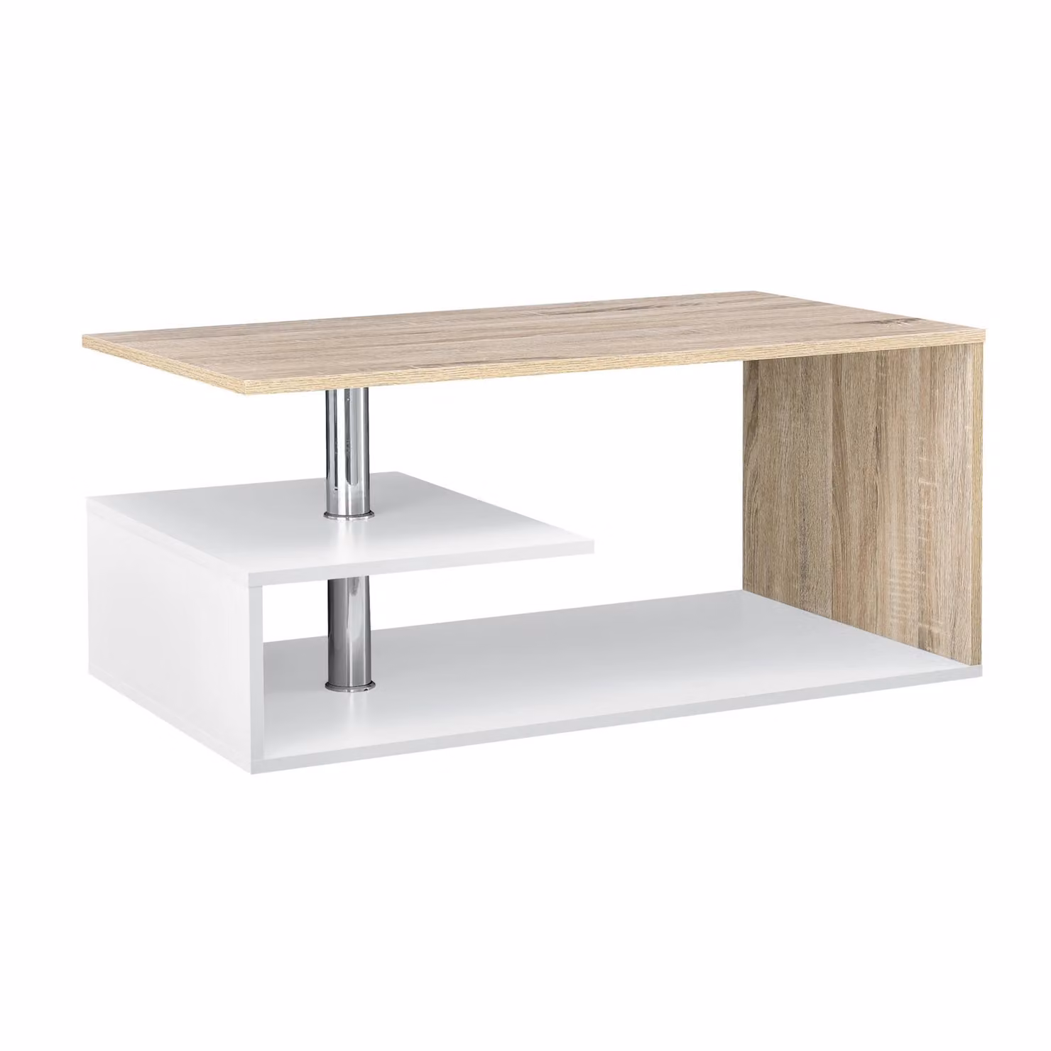 In And OutdoorMatch Tavolino Charlene - 90x50x41cm - Colori bianco e rovere - Truciolato - Design moderno