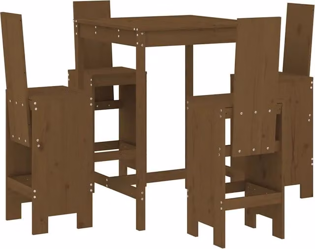 Set Bar da Giardino 5 pz | Set Salotto da Giardino ambra in Legno Massello di Pino