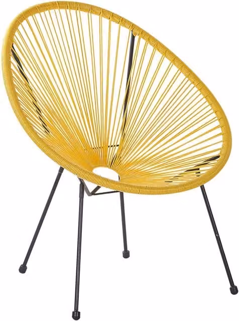 Sedia da giardino Papasan Beliani in rattan sintetico e metallo, stile moderno, colore giallo – 1