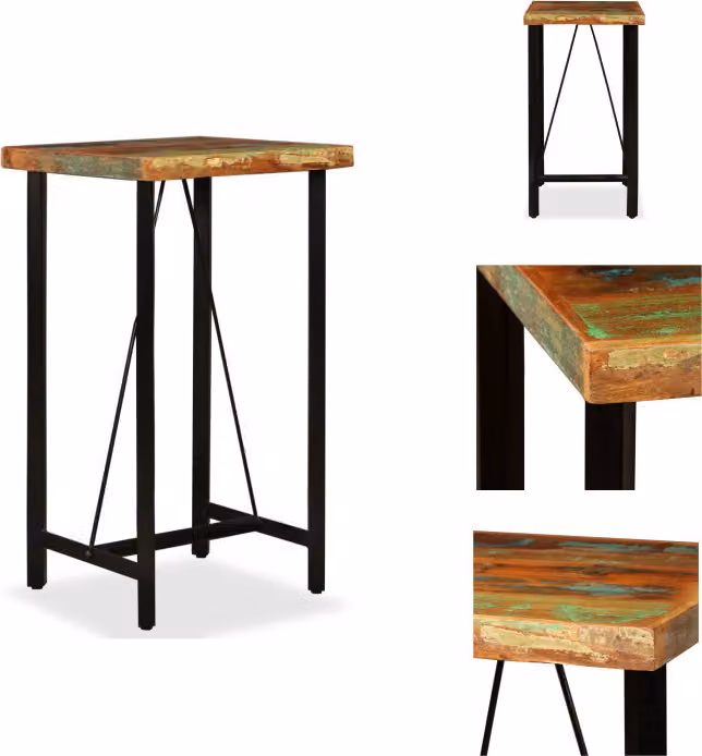 vidaXL Tavolo da bar in legno massiccio antico 60x60x107 cm - Tavoli da pranzo