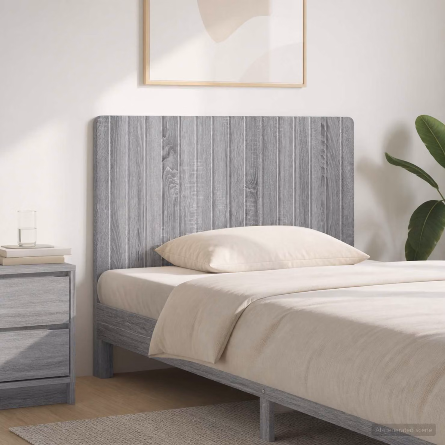 Testiera da muro vidaXL ZWOLLE grigio con ripiano integrato in legno ingegnerizzato