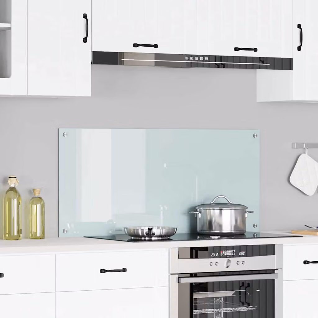 Schienale da cucina vidaXL in vetro temperato bianco lucido L: 110 cm, H: 50 cm