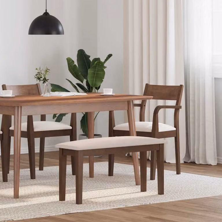 Panca moderna vidaXL in legno di Hevea marrone L: 90 cm, P: 30 cm, H: 46,5 cm