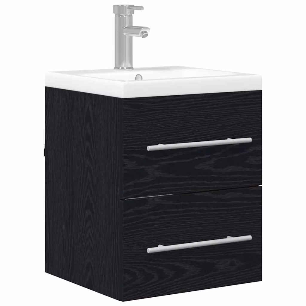 Armadio da bagno moderno vidaXL in rovere nero con ante e cassetti, sospeso, L: 41 cm, P: 38,5 cm, H: 48 cm – 2