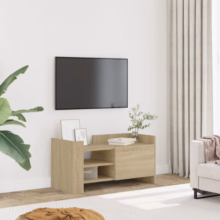 Mobile Porta TV vidaXL Rovere Sonoma Marrone in Legno con Ruote L 80 cm x P 35 cm x H 40 cm