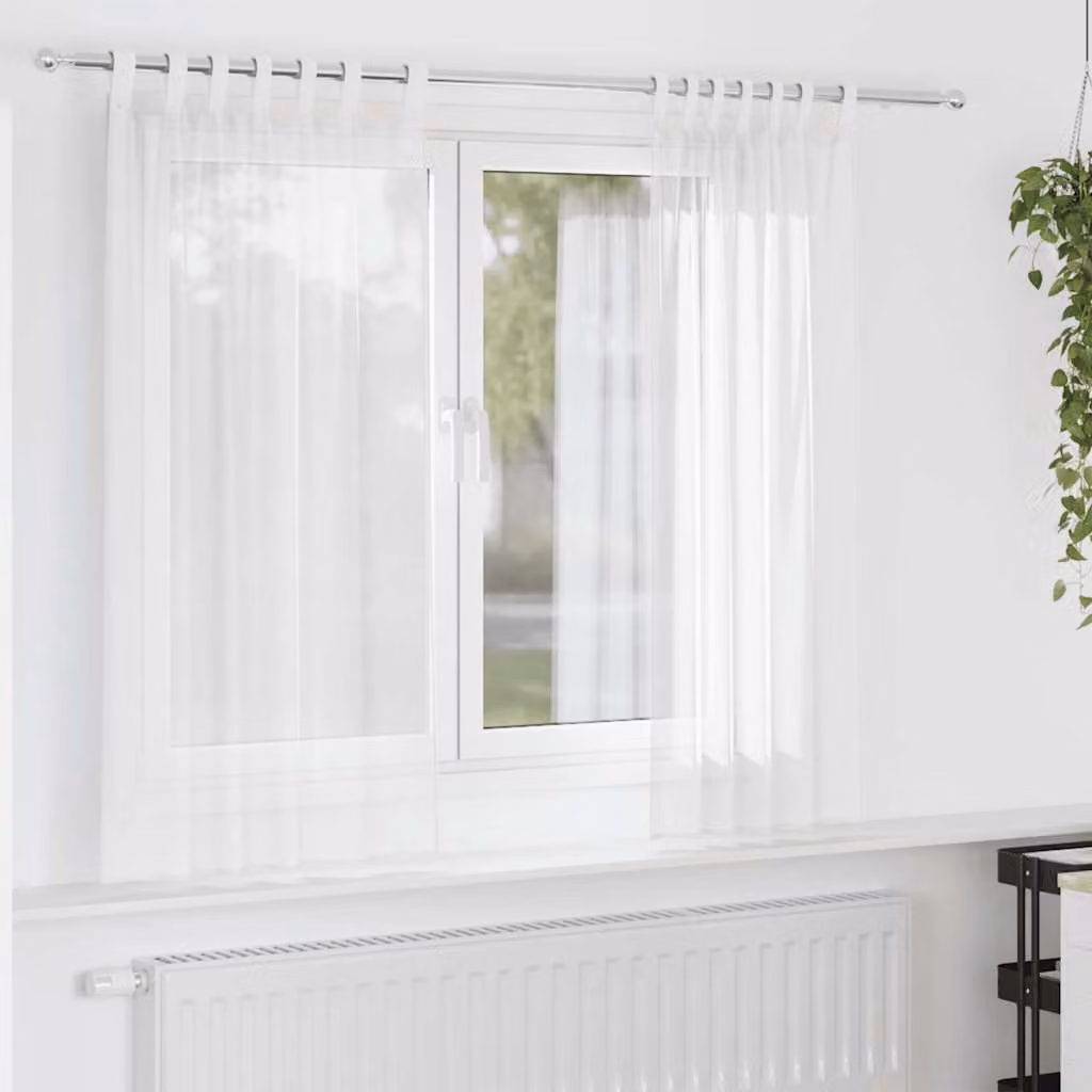 Set di 2 tende semitrasparenti in voile vidaXL, colore bianco, L: 140 cm x H: 175 cm