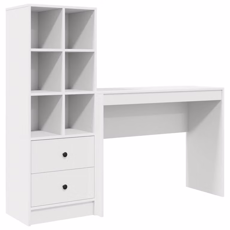 Scrivania con cassetto con lo scaffale 2 pcs Bianco