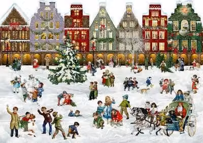 Calendario dell'Avvento da parete A3 - Strada di Natale