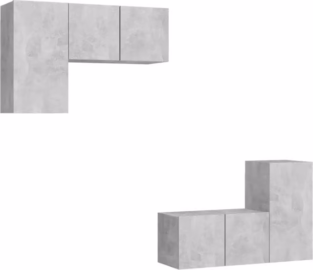 Set di Mobili Porta TV 4 pz | Armadietto TV | Mobile Porta TV Grigio Cemento in Legno Multistrato