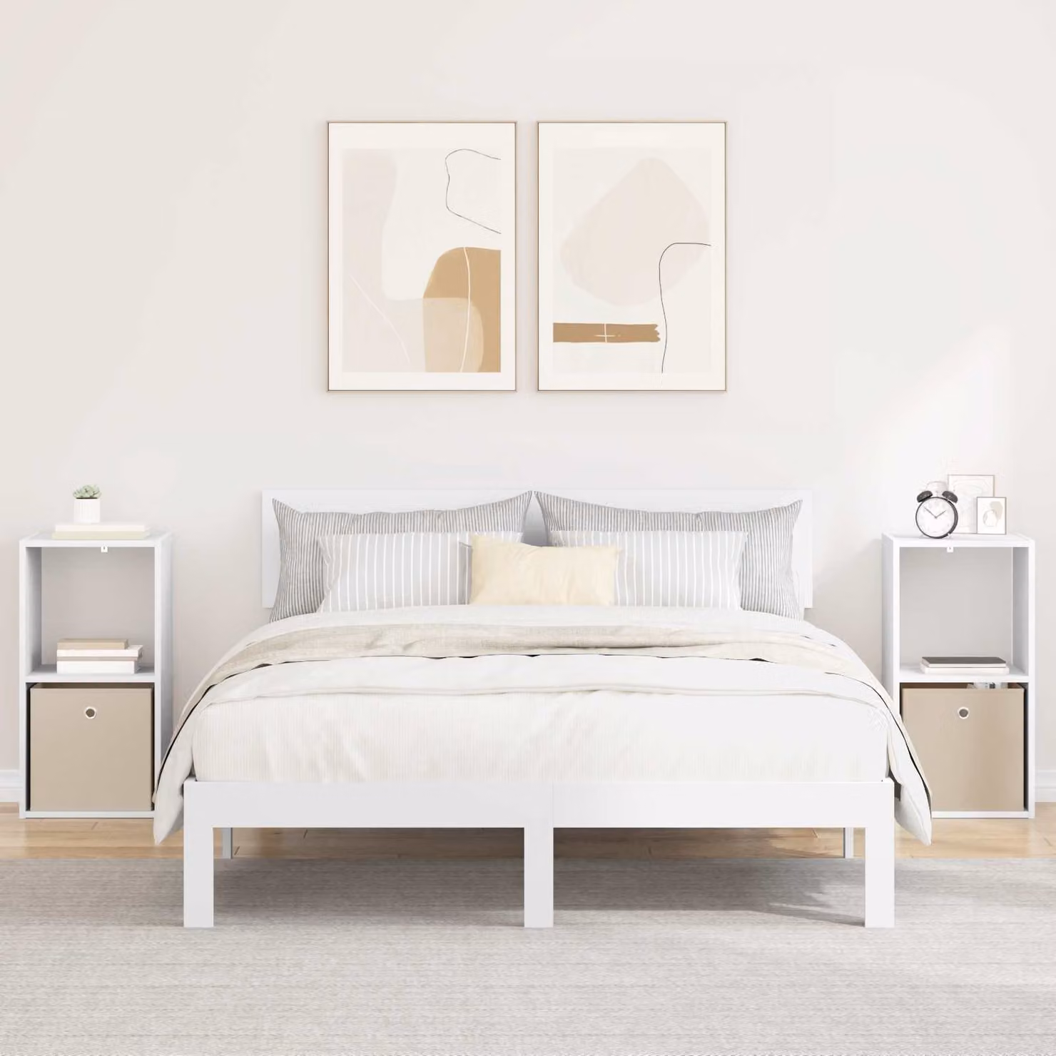 Set di 2 comodini moderni vidaXL in legno MDF bianco opaco L/P/H: 35 x 32 x 68,5 cm