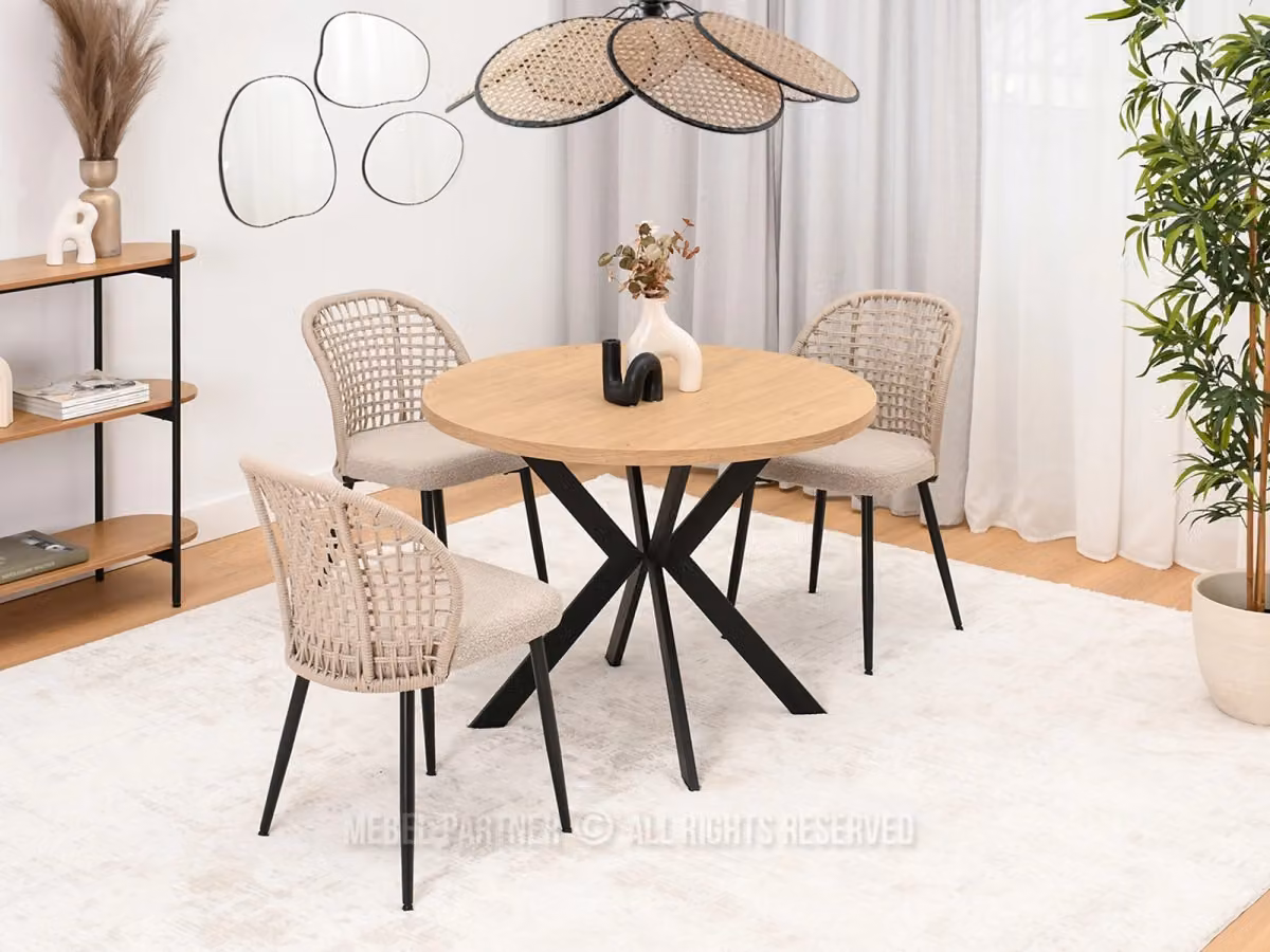 Tavolo allungabile di design 100(180)x100 ANCEL - rovere pietra / nero