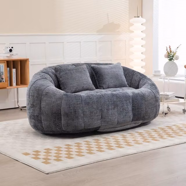 Divano Pouf Sacco Lounge ¨C MINIMAL ¨C Grigio Chenille, Adulti e Bambini