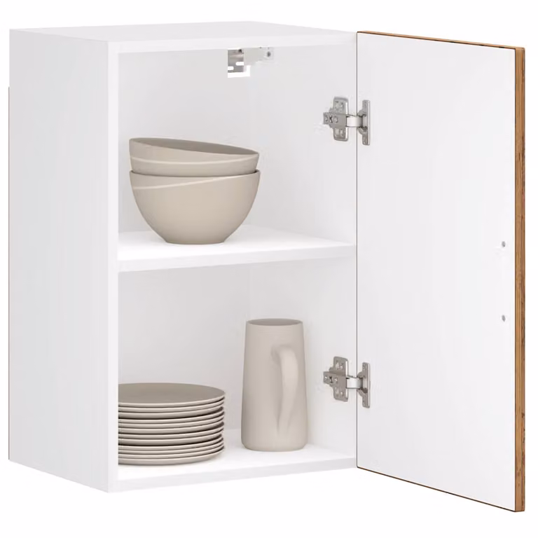 Pensile da cucina moderno vidaXL in legno e MDF, bianco e marrone, L: 60 cm, H: 31 cm, P: 40 cm