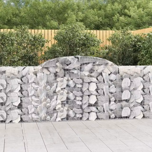 Set di 13 Cesti Gabbioni ad Arco vidaXL in Acciaio Zincato Argento L: 300 cm, P: 30 cm, H: 100-120 cm – 1