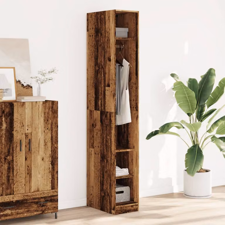 Armadio vidaXL in legno marrone con ante a battente e ripiani interni per camera da letto L: 50 cm, P: 30 cm, H: 200 cm