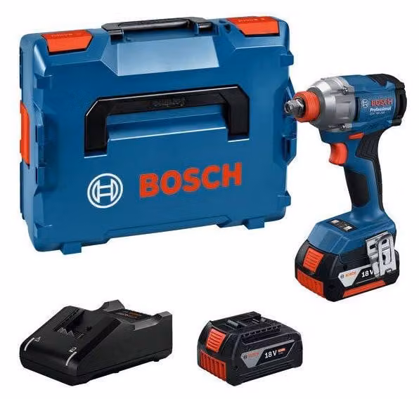 Avvitatore a percussione a batteria 2 in 1 BOSCH PROFESSIONAL  GDX 18V-285 + 2 batterie GBA 18V 4,0Ah + caricabatterie GAL 18V + borsa per il trasporto + clip da cintura