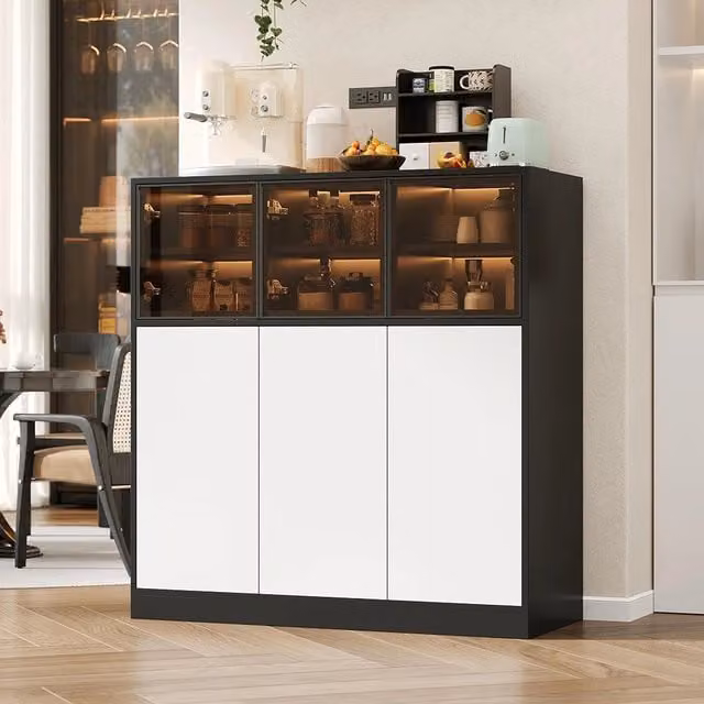 Buffet illuminato - Xylo - 100x40x105cm - 3 porte vetrate