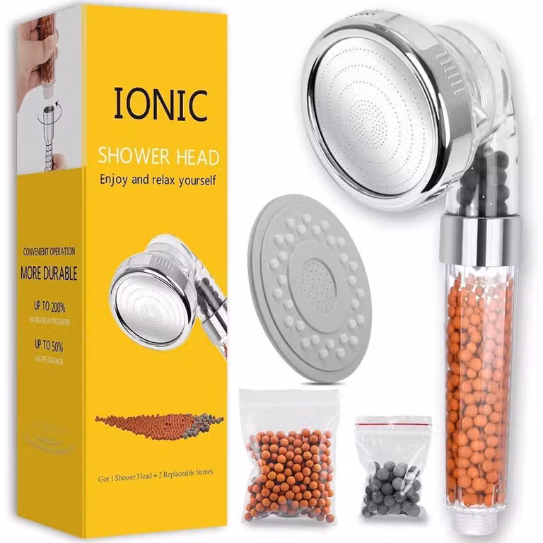 Doccia a mano, soffione a risparmio idrico, 3 tipi di getto con aumento della pressione, filtro ionico, filtro anticalcare