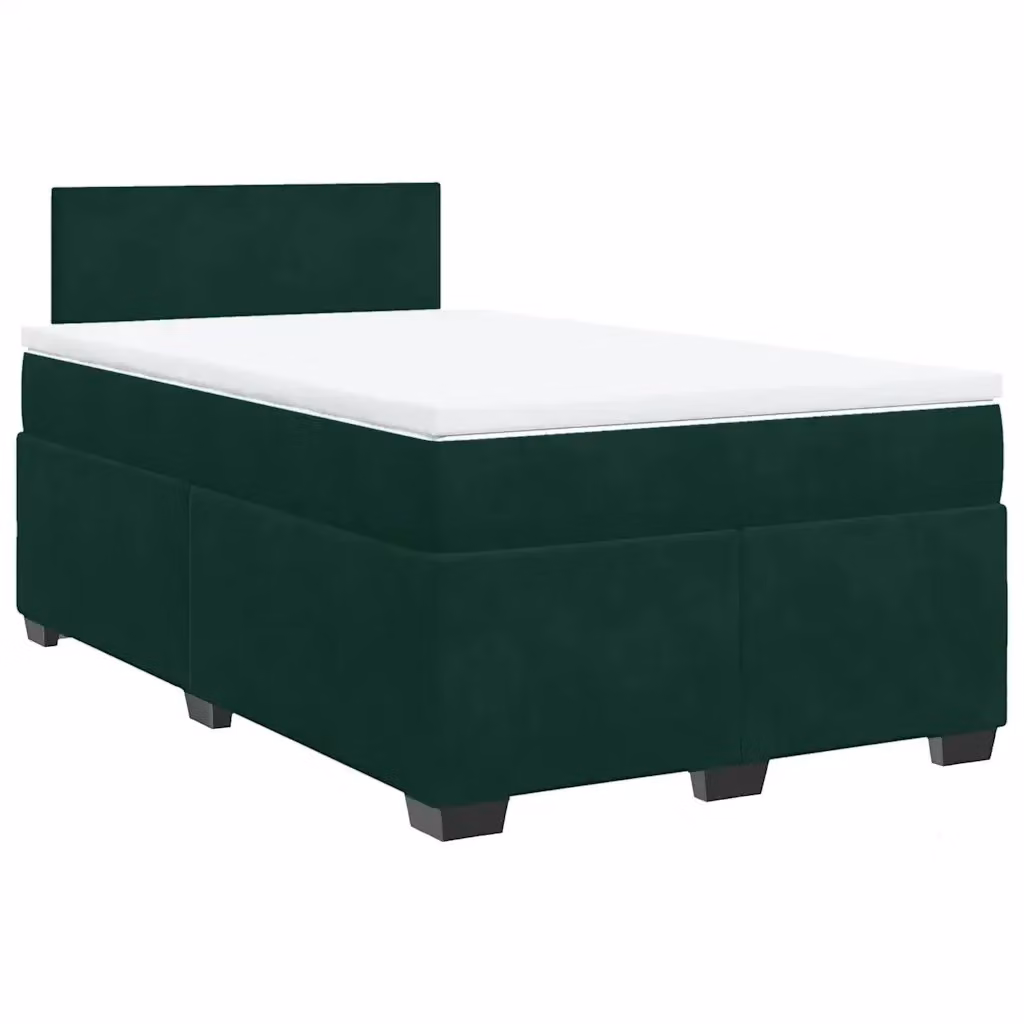 Letto con Giroletto a Molle e Materasso Ibrido vidaXL in Velluto Verde Scuro e Bianco, Struttura in Legno di Pino, L/P/H: 120 x 190 x 100,5 cm – 2