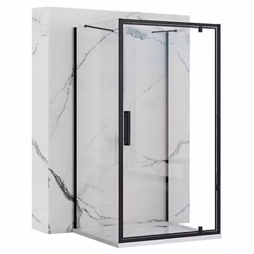 Rea - Box Doccia Rettangolare Rapid Slide Box Doccia Senza Piatto Doccia Vetro Temperato Di Sicurezza Trasparente 6 mm (Nero) Porta: 160 Parete: 90 cm