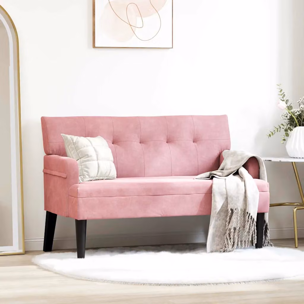 Panca Chesterfield vidaXL in velluto rosa, L 112 x P 65,5 x H 75 cm