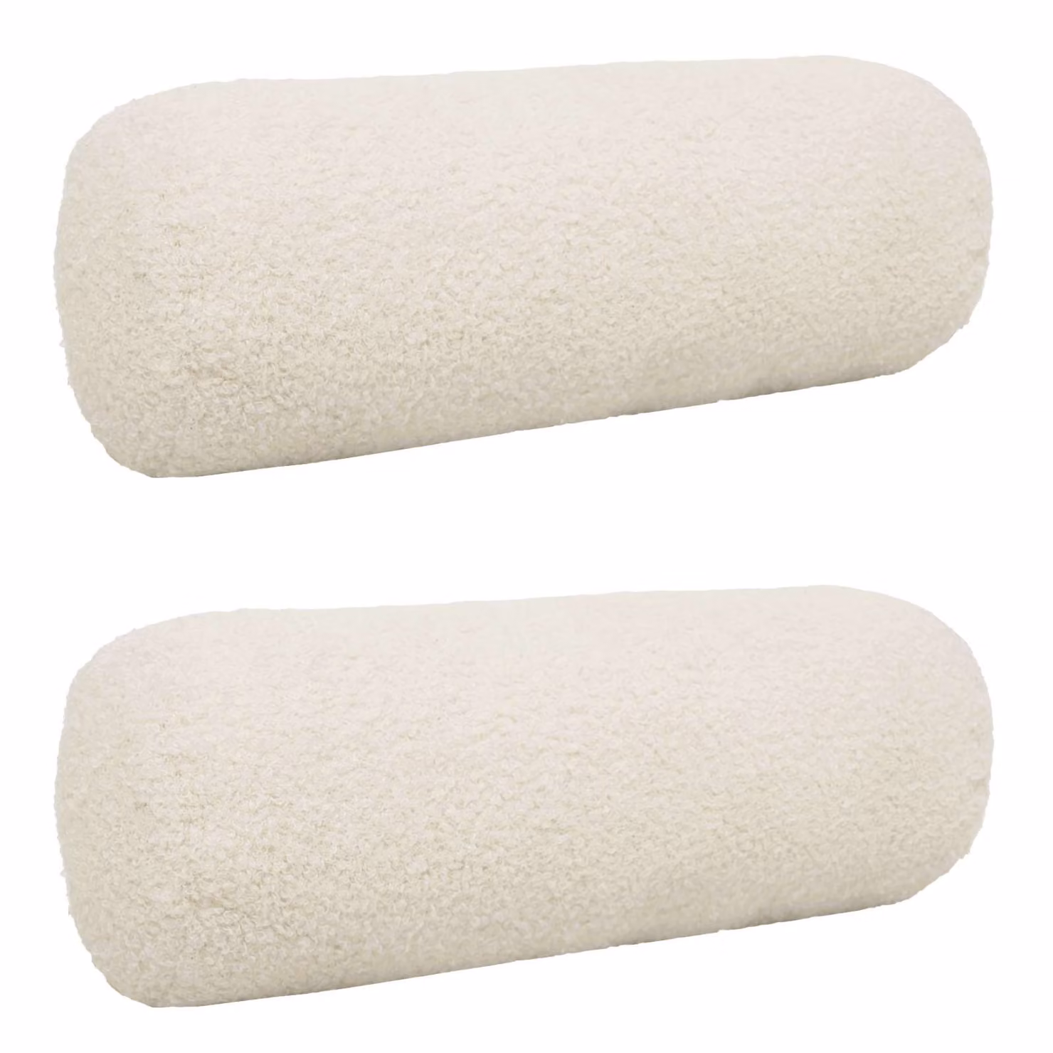 Set di 2 federe vidaXL HEERLEN in tessuto bouclé color crema, forma ovale, Ø 15 x 40 cm