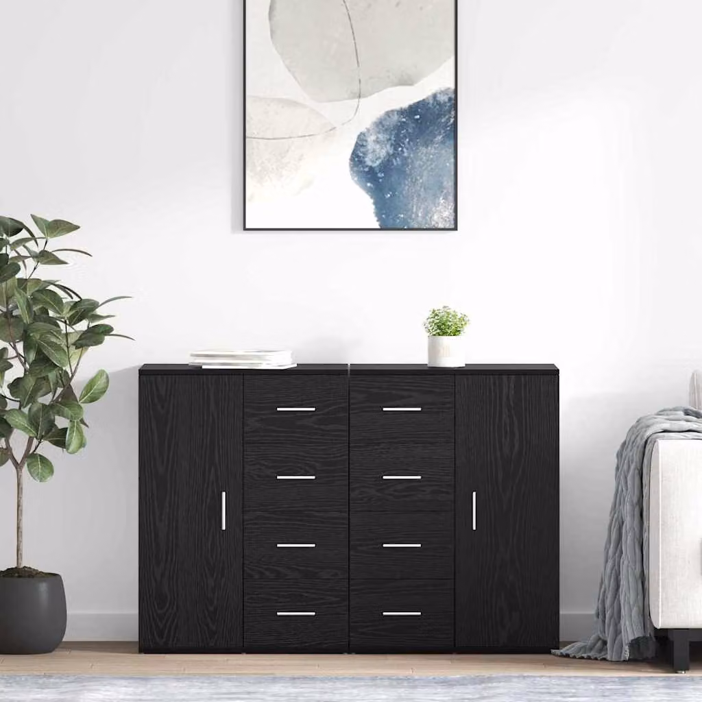 Set di 2 Sideboard vidaXL CORONA in Rovere Nero, L/P/H: 59 x 39 x 80 cm