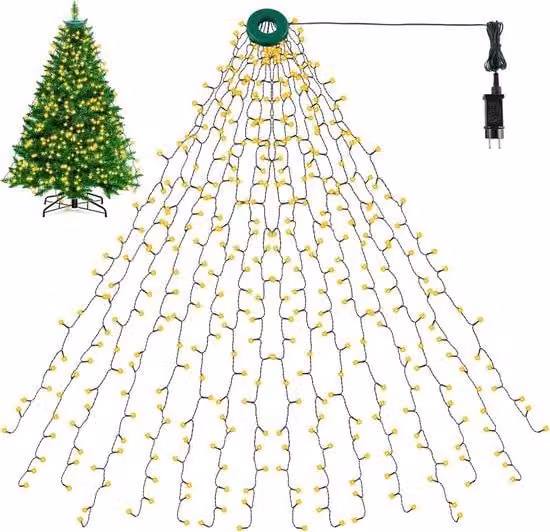 Luci natalizie da 2 m, 400 LED, bianco caldo, IP44
