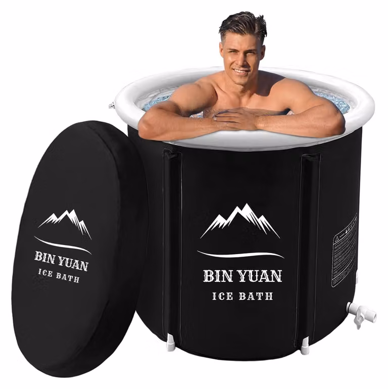 Vasca da bagno pieghevole con coperchio - Vasca per immersioni aghiaccio di 80 cm, adatta per adulti