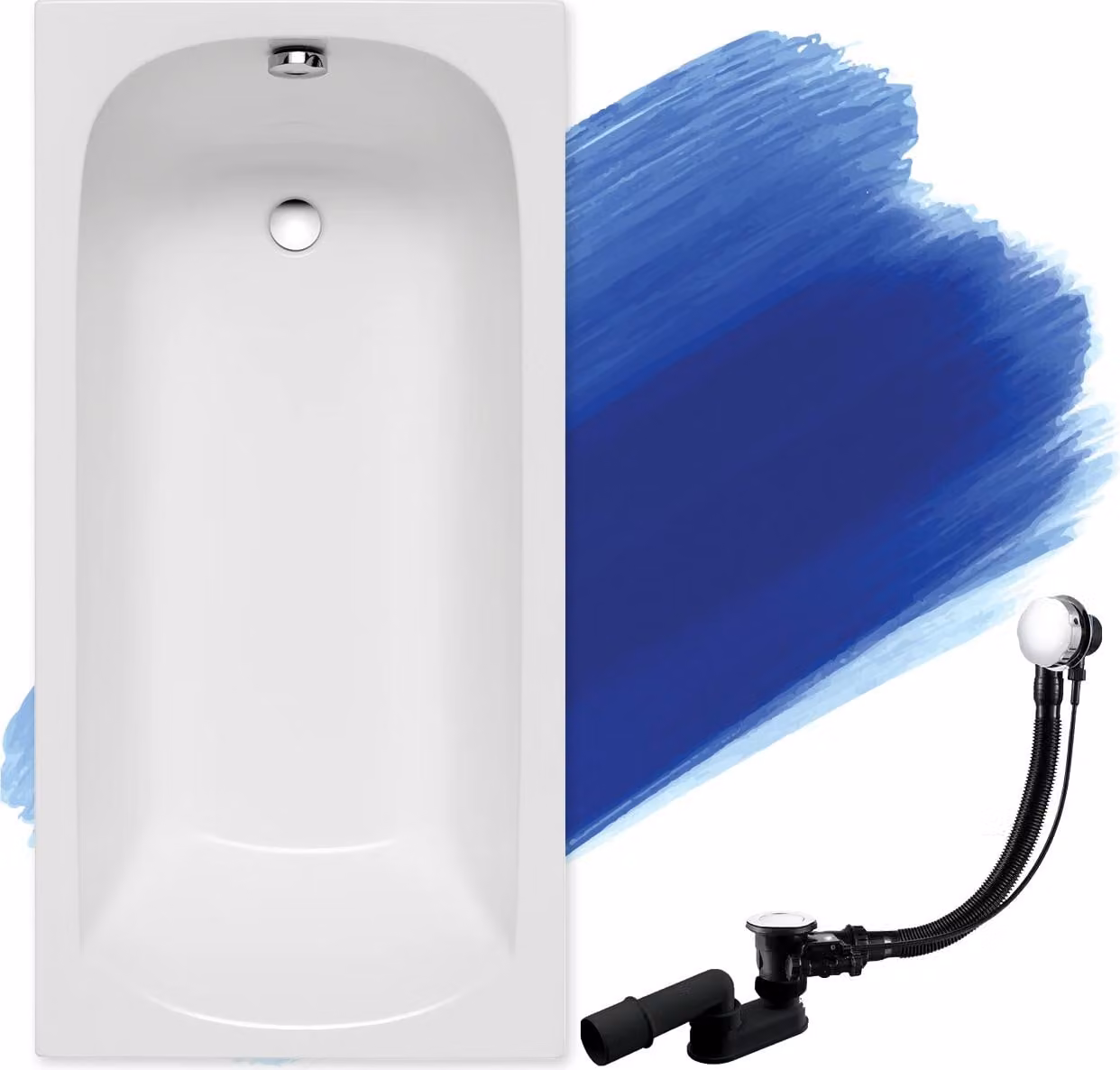 BADLAND Classic vasca rettangolare 180x80 con set di scarico e piedini GRATIS senza rivestimento